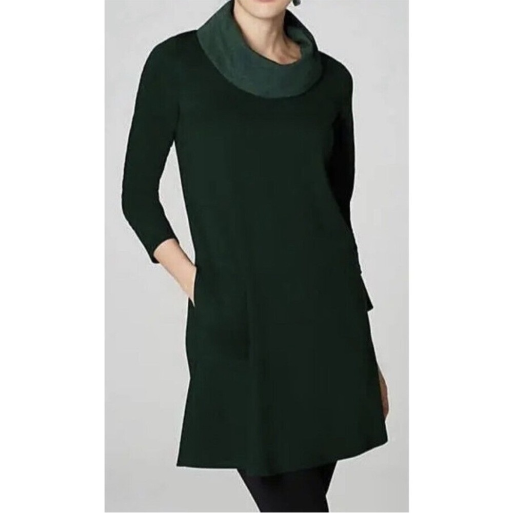 PureJill Dark Green Cowl Neck Tunic Long Sleeve Dress Size Small